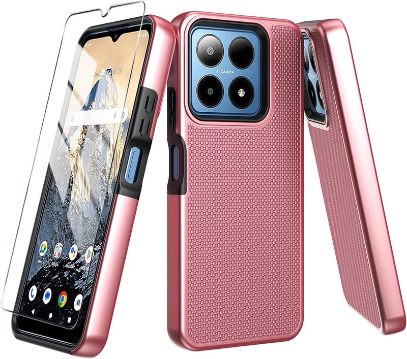 Mocotto for Boost Summit 5G Case with Tempered Glass Screen Protector,Dual Layer Heavy Duty Shockproof Protection (Boost Summit 5G,Rose Gold) - Image 1